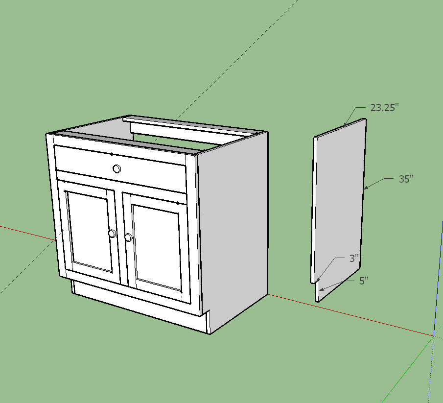 Designing a 3D Base Cabinet with Sketchup