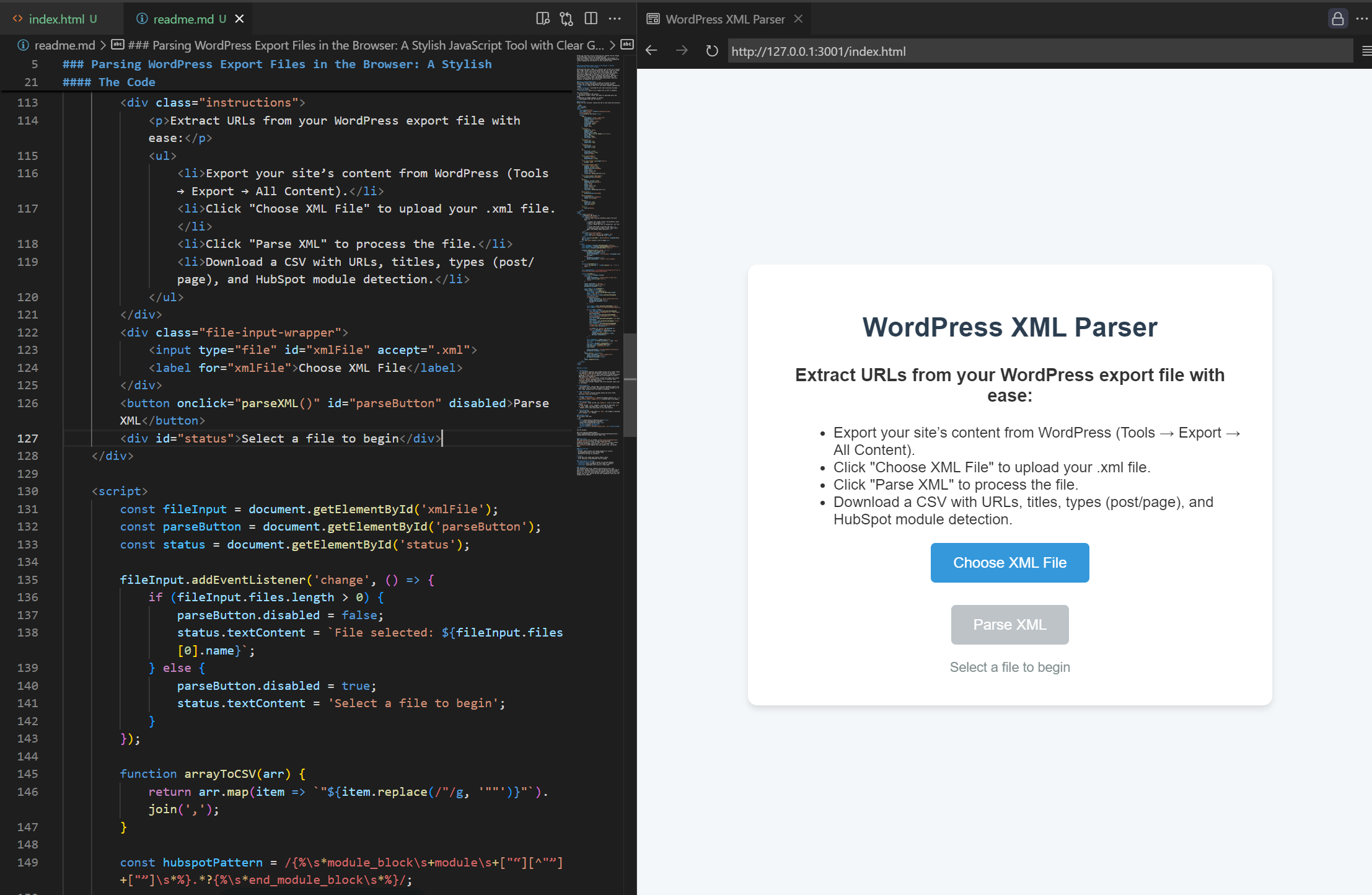 Wordpress XML Export Parser