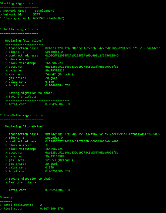 Truffle Migration Output