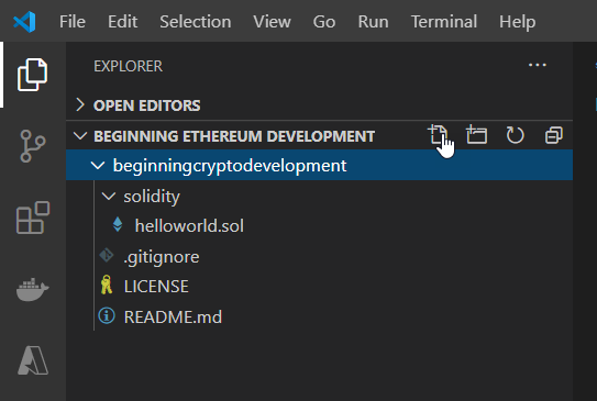 Adding a new file in Visual Studio Code
